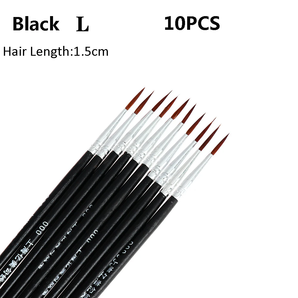 Set of 10 Nylon Fine Point Art Brushes