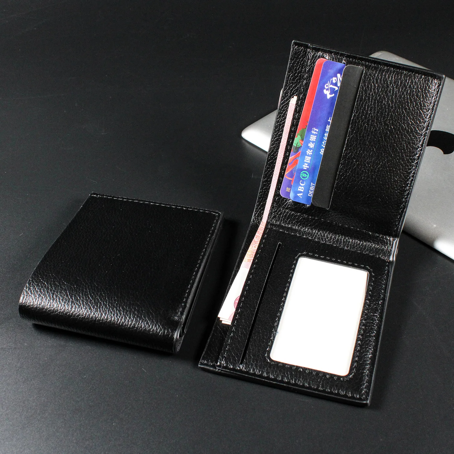 Men Short Soft Pu Leather Wallets Vintage Thin Male Credit Card Holder Black Small Money Purses Large Capacity Card Holder Bag - 4