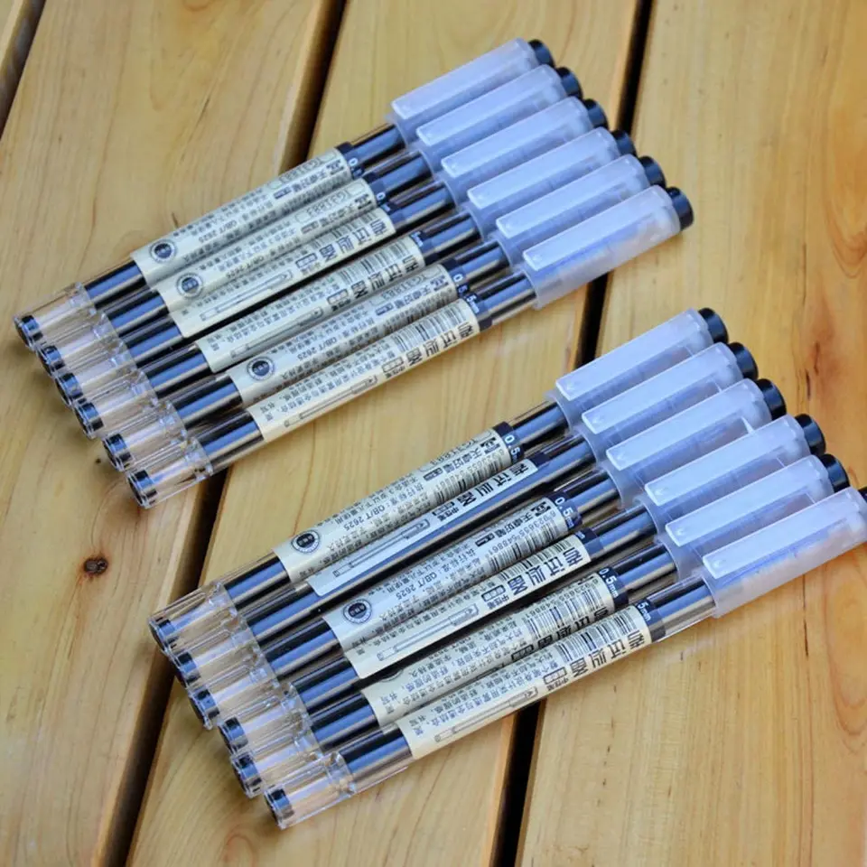 12Pcs 0.35 Stylo à Encre Gel Noir Stylo à Bille Extra-Fin Style