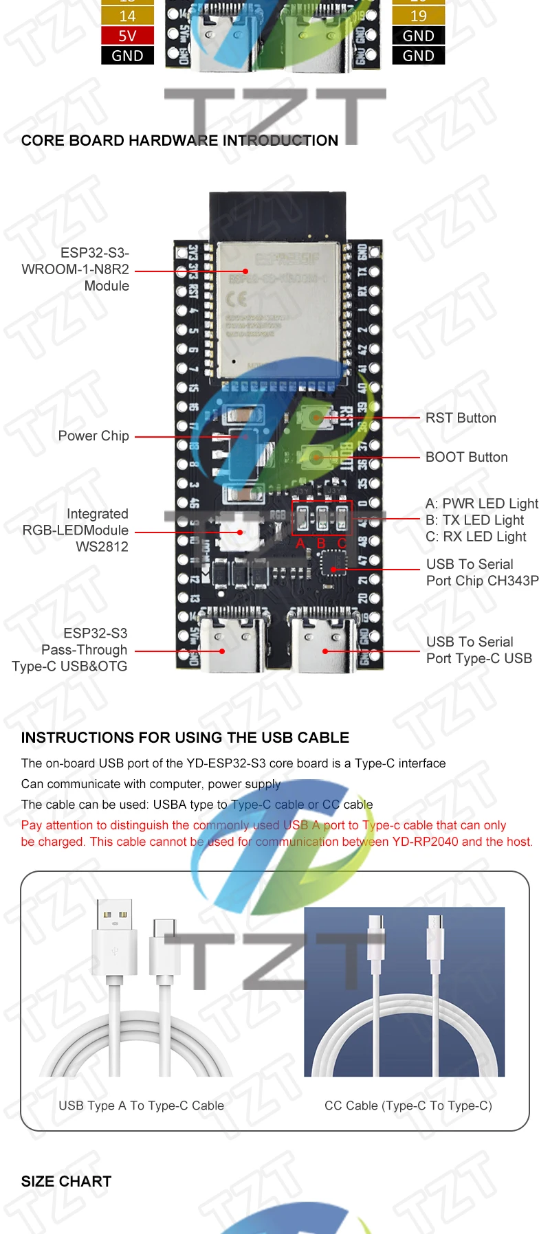 TZT ESP32 ESP32 S3 WiFi Bluetooth Internet Of Things Dual Type C TZT ESP32 ESP32 S3 WiFi Bluetooth Internet Of Things Dual Type C