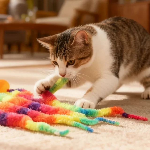 Caterpillar Automatic Jumping Ball Cat Interactive Toy Balls Elastic Luminous Ball for Cat Dog Playing Toy Reusable Pet Supplies 4