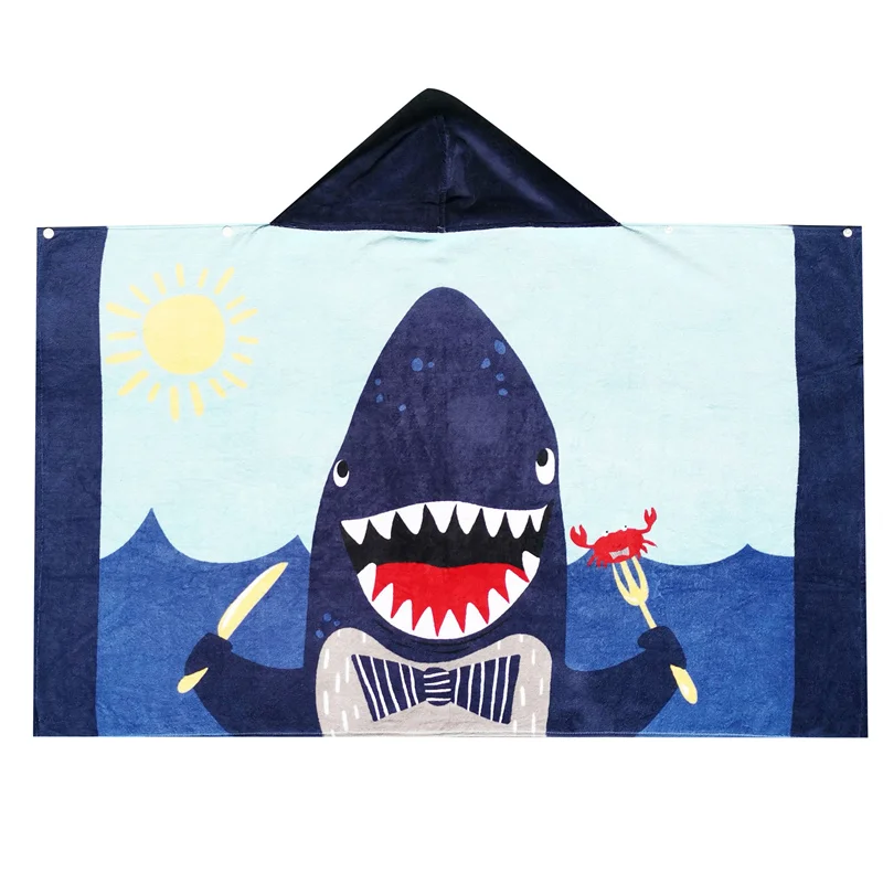 Baby Cute Cartoon Bath Kid Hooded Cloak Bathrobe Cotton Soft Comfort Beach Towel Baby Children Swimming Towel Robes Gift