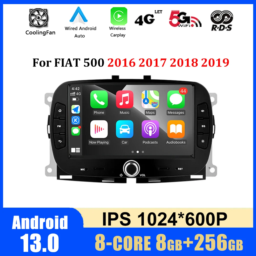 Android 13 7 "Per Fiat 500 2016 2017 2018 2019 Lettore Multimediale Per Auto Stereo Autoradio Lettore Multimediale Navigazione Gps