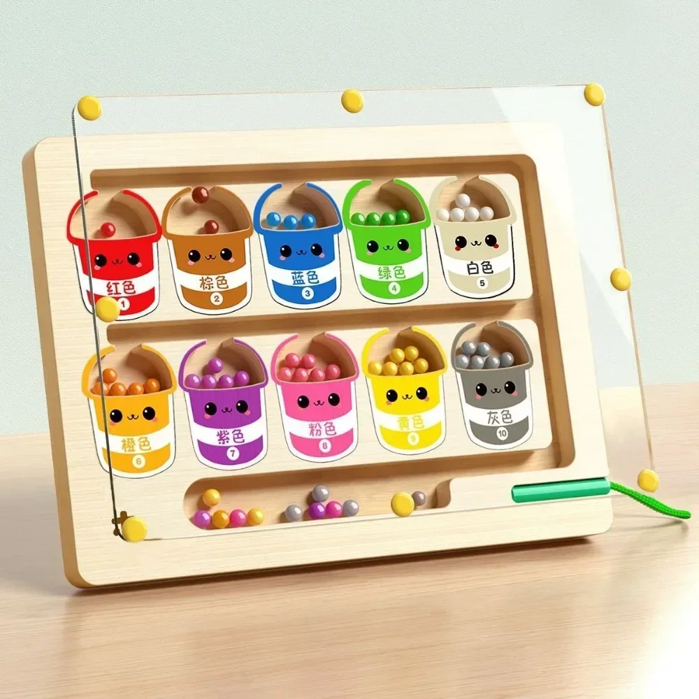 Magnetic Color Sorting Maze & Drawing Board Toddler Montessori Toys Number Matching Learning Counting Preschool Activity