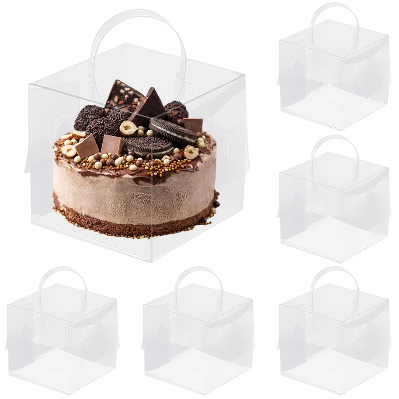 2/5PCS Clear Cake Packaging Box with Handle, Transparent Plastic Dessert Container, Cup... - SKU CCPB1902 - UGI Packaging