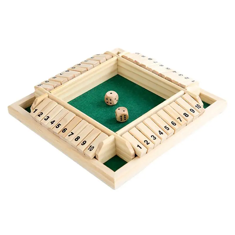 

Four-Person Digital Colorful Dice Shut The Box Board Game Four Sided Table Game Set For Bar Family Party Games