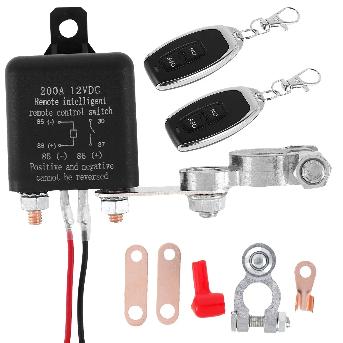

Battery Switch Relay 12V Remote Control Battery Disconnect Cut Off Isolator Switch Anti-Theft with Dual Remote Control Switch