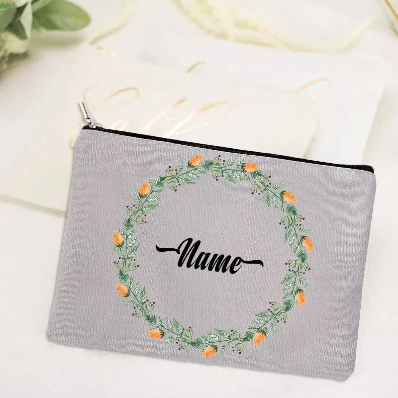 

Personal Custom Name Lady Wash Storage purses Women Cosmetic Bags Flower Makeup Bag Gift wedding bag Pouch Travel Outdoor Girl