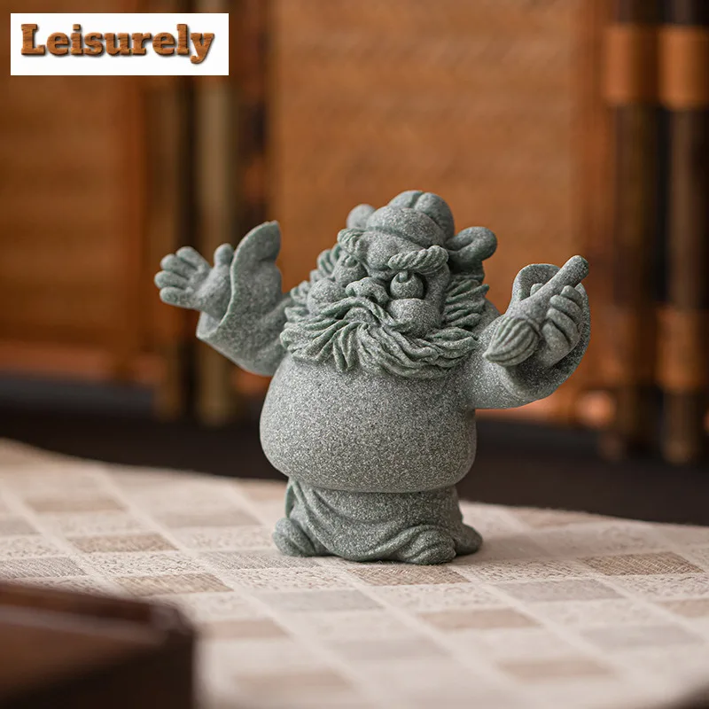 Tianshi Zhongkui Green Sand Stone Incense Holder Tea Pet Flowerpot Landscaping Tea Figurine Play Toys Statue Tea Statue Ornament