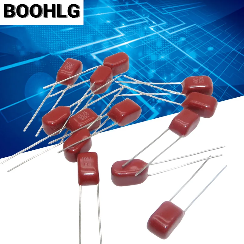 100PCS CBB capacitor 100V 105  1UF  1000NF Pitch 5MM