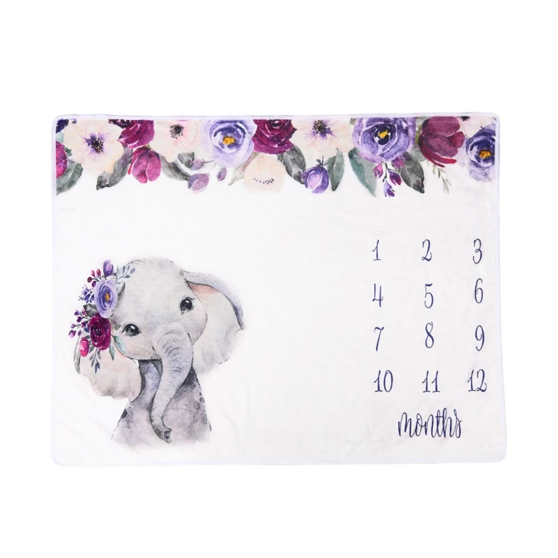 

900C 12 Monthly Baby Milestone Blanket Soft Newborn Photography Props Background