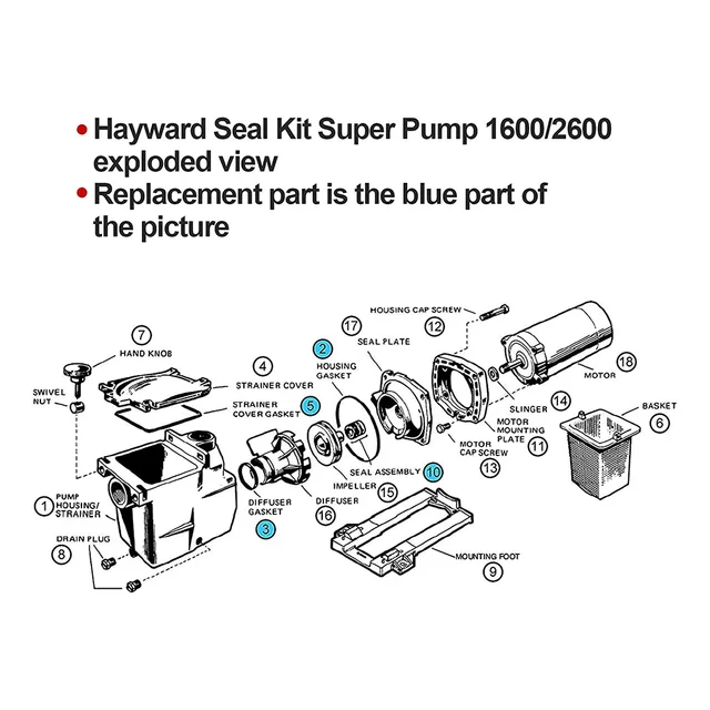 Medence Szivattyú O-Gyűrűs Tömítés Javító Készlet Hayward Super Pump Sp2600 1600 2600X Kit 3 Újjáépítés Cseréje - Image 4