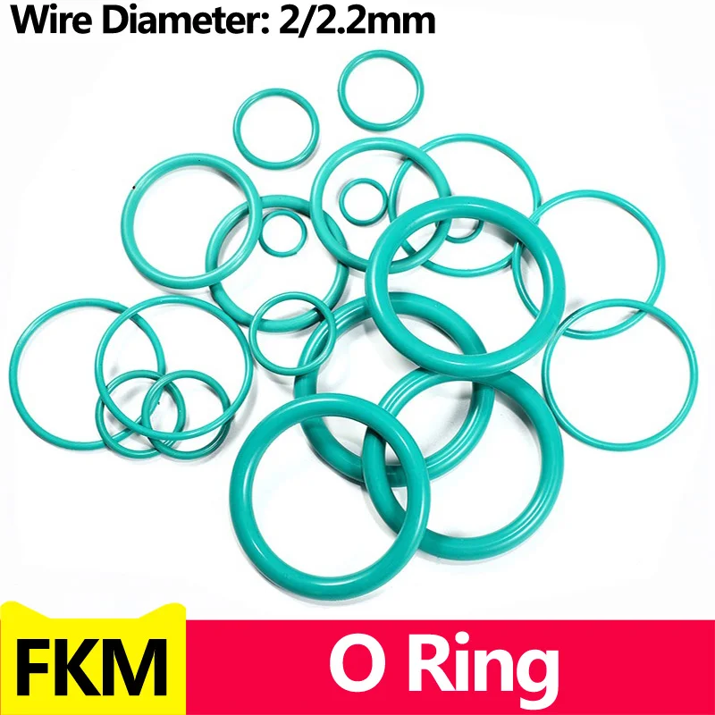 녹색 FKM O 링 씰 두께 오일 가스켓 연료 와셔, 불소 고무 O-링 OD*WD 2.0/2.2mm