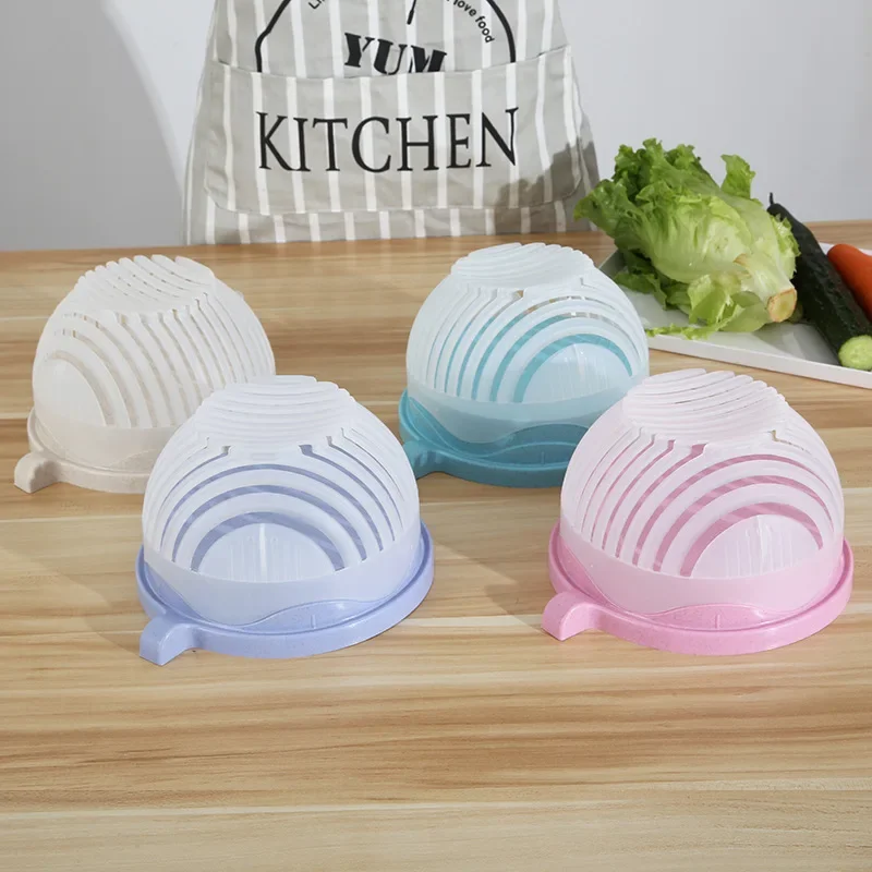 1PC Creative Salad Cutter Bowl Fruit Chopper Slicers Multifunction Salad Maker Fruit Vegetable Cutting Kitchen Gadget Cutter
