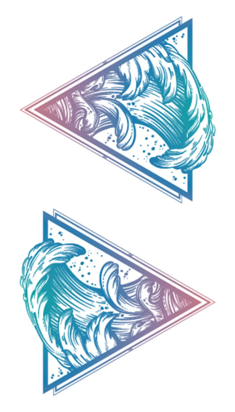 Tatouage Autocollant Art Noir Blanc Dessin Petit L Ment Triangle Vague Fleur Transfert D Eau De Jpg