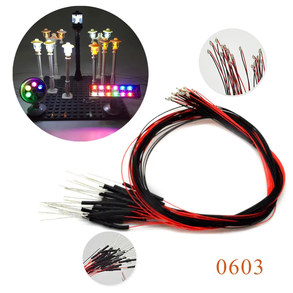 0805 1206 0603 0402 12V SMD LED Lights 1.5K Resistor Wired Strip For Micro Model Train/Building Sand Table Lighting Scene Layout 3