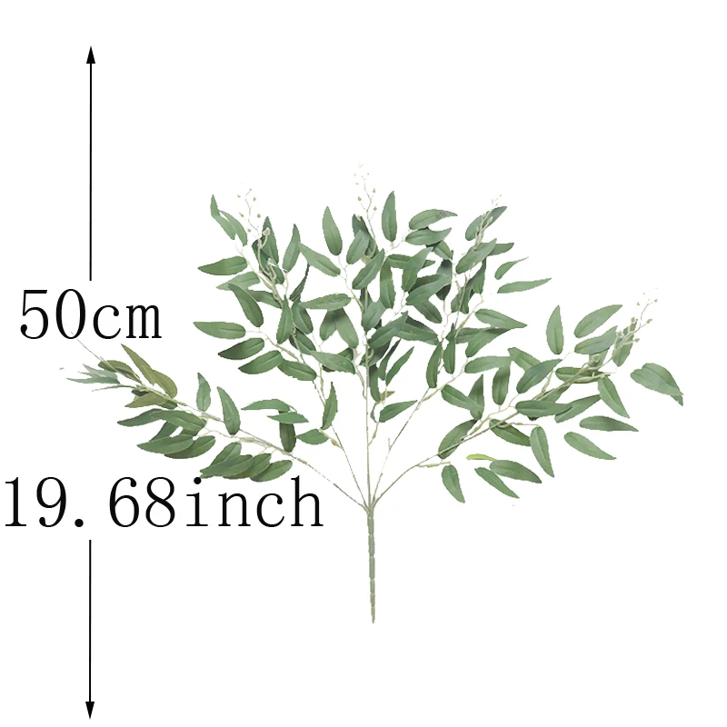 Description Picture 3 of item5 Branches Artificial Willow Bouquet Silk Fake Green Leaves Wedding Backdrop Christmas Decor Faux Foliage Jungle Party Plants