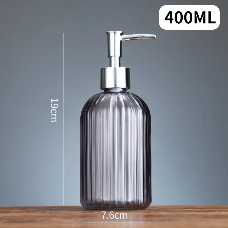 400ml Vertical Stripe Refillable Glass Pump Bottle