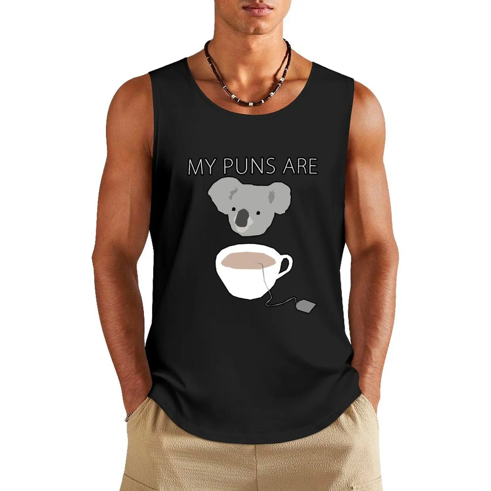 

Koala Tea puns Tank Top T-shirt Men's gym tops bodybuilding men gym wear men