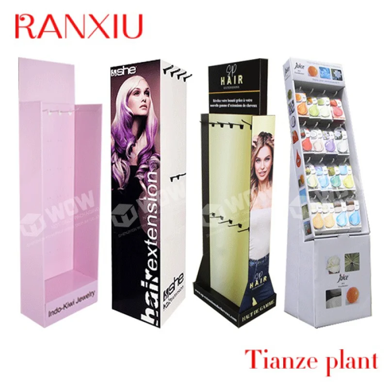 CustomStore Retail Paper Hair Extensions Display Stand Fashionable Cardboard Hair Product Display Shelf CMYK Print