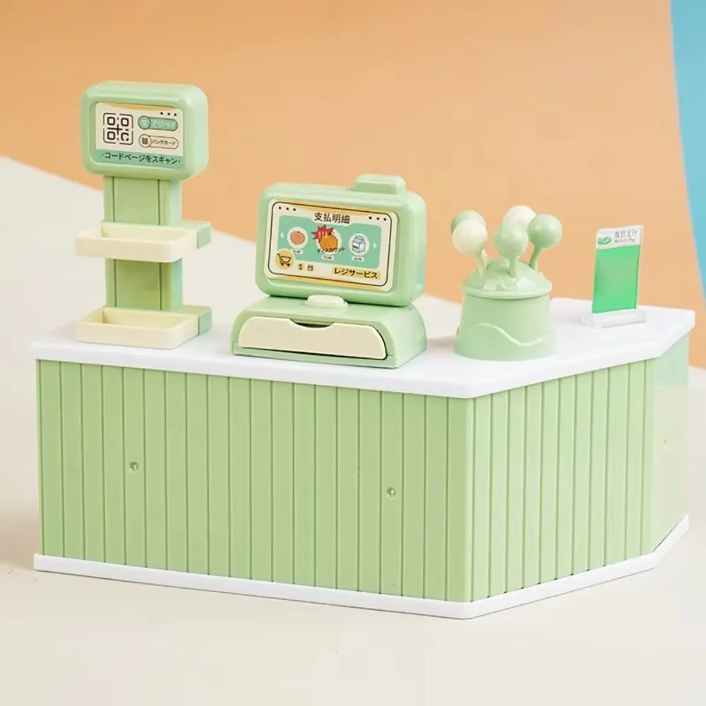 Cash Register Dollhouse Miniature Cashier Checkout Lollipop Snack Rack Mini Cashier Counter Toys Reusable Simulation 4