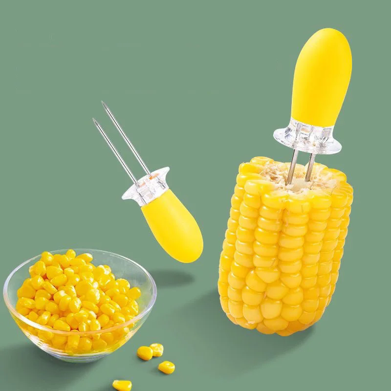 2Pc Stainless Steel Corn Cob Holders Handheld Anti Scalding Corn Needle for Home Cooking BBQ Parties Camping