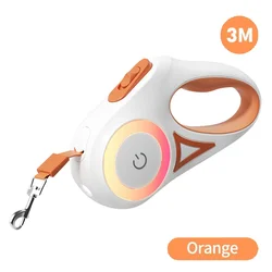 Retractable LED Luminous Dog Leash - Stylish & Durable Pet Walking Lead - L (3m Orange)