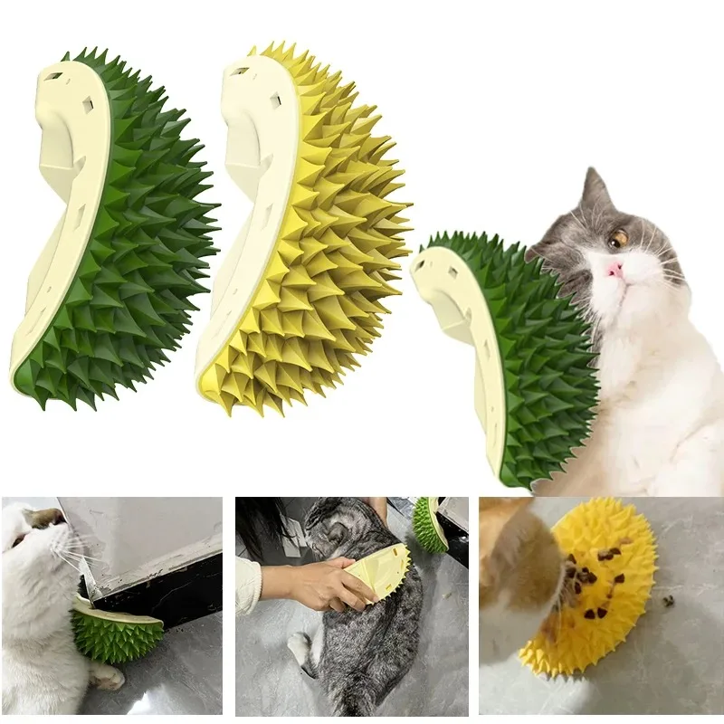 

Pet Cats Self Massage Combs Durian Shape Pet Hair Remover Brush Wall Corner Massage Grooming Interaction Tickling Toys