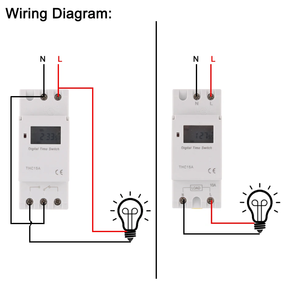Free shipping THC15A Din Rail 2 wire Weekly 7 Days Programmable Digital TIME SWITCH Relay Timer Control AC 220V 230V 12V 24V 16A 6