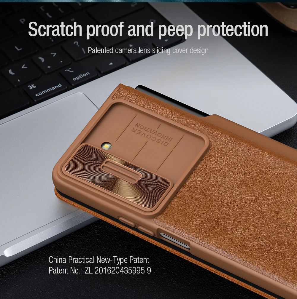 Für Samsung Galaxy Z Fold 5 5G Hülle NIllkin Qin Pro Ledertasche Slide Kameraschutz Stoßfeste Rückseite für Samsung W24 5G – Detail 12