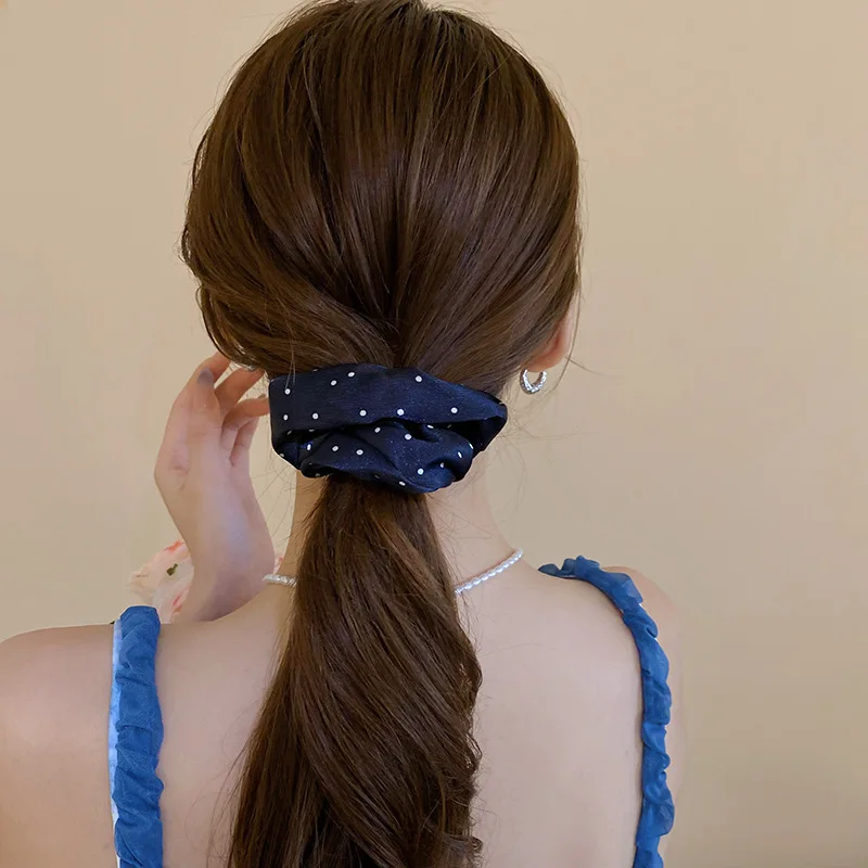 1/2 Stück Elegante Stoff-Haargummis mit Punktmuster für Damen, Einfache Simulierte Seiden-Haarbänder, Elastische Haarschlaufen, Pferdeschwanzhalter, Accessoires M – Detail 14