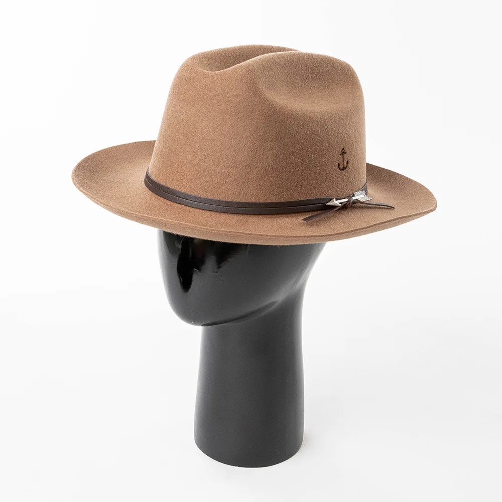 Damen-Fedora-Hut aus 100 % Wolle, Trilby-Kappen, breite Upturn-Krempe, Jazz-Kappe mit Pfeil, Ledergürtel für kirchliche Hochzeitsfeier – Detail 22