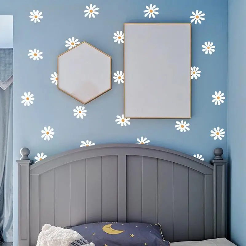 White Daisy Flower Wall Stickers Kids Room Living Room DIYs Art Baby Nursery Home Decoration PVC Window self-adhesive Sticker