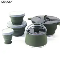Camping Cookware Set Food-grade Silicone Folding Outdoor Tableware Cookset Cooking Kit Pot Kettle Bowl Hiking Picnic Equipment 1