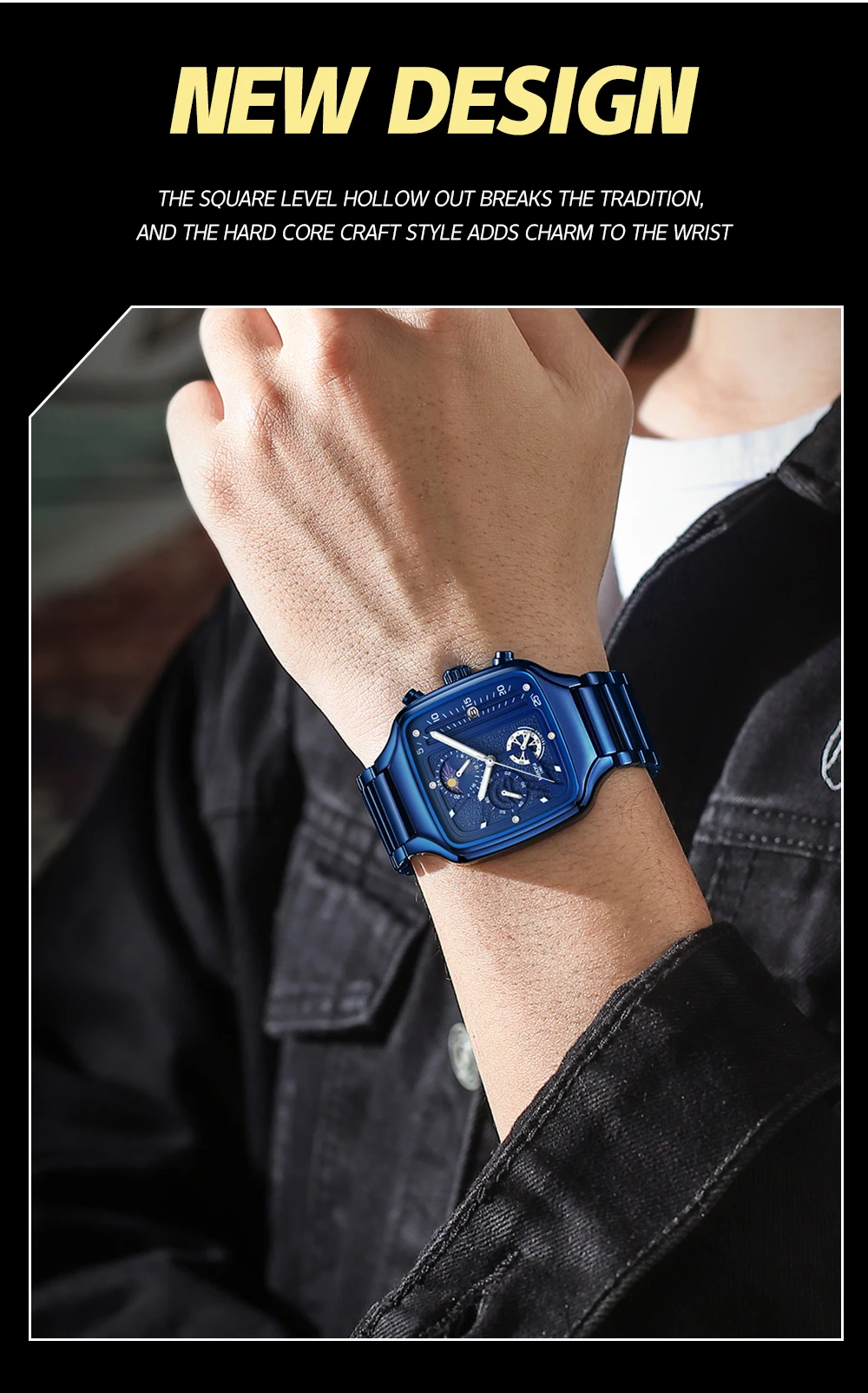 Square Quartz Men's Watch 2573 Nibosi