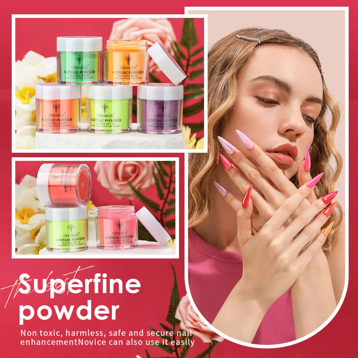 12 Colors Macaron Acrylic Nail Powder Set Neon To Magenta To Pastel Shades Mother's Day Valentine's Nail Art 3D Sculpting nail powder,acrylic nail powder