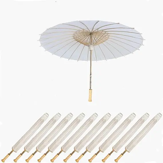 40/60/80cm Paper Umbrellas for Weddings bamboo Handle Parasol Umbrella Paper Decorative for sun Handmade Oil Parasol Paint