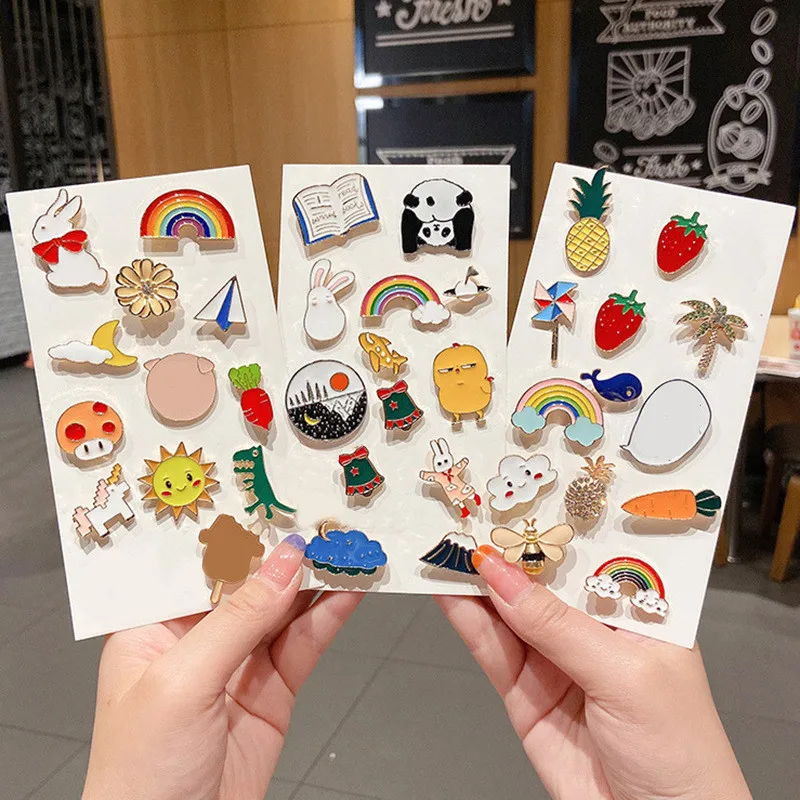 10/20/30/40/50Pcs Diversity Random Badges Cute Ins Personalized Metal Pins Decorative Backpack Clothes Bag metal pins