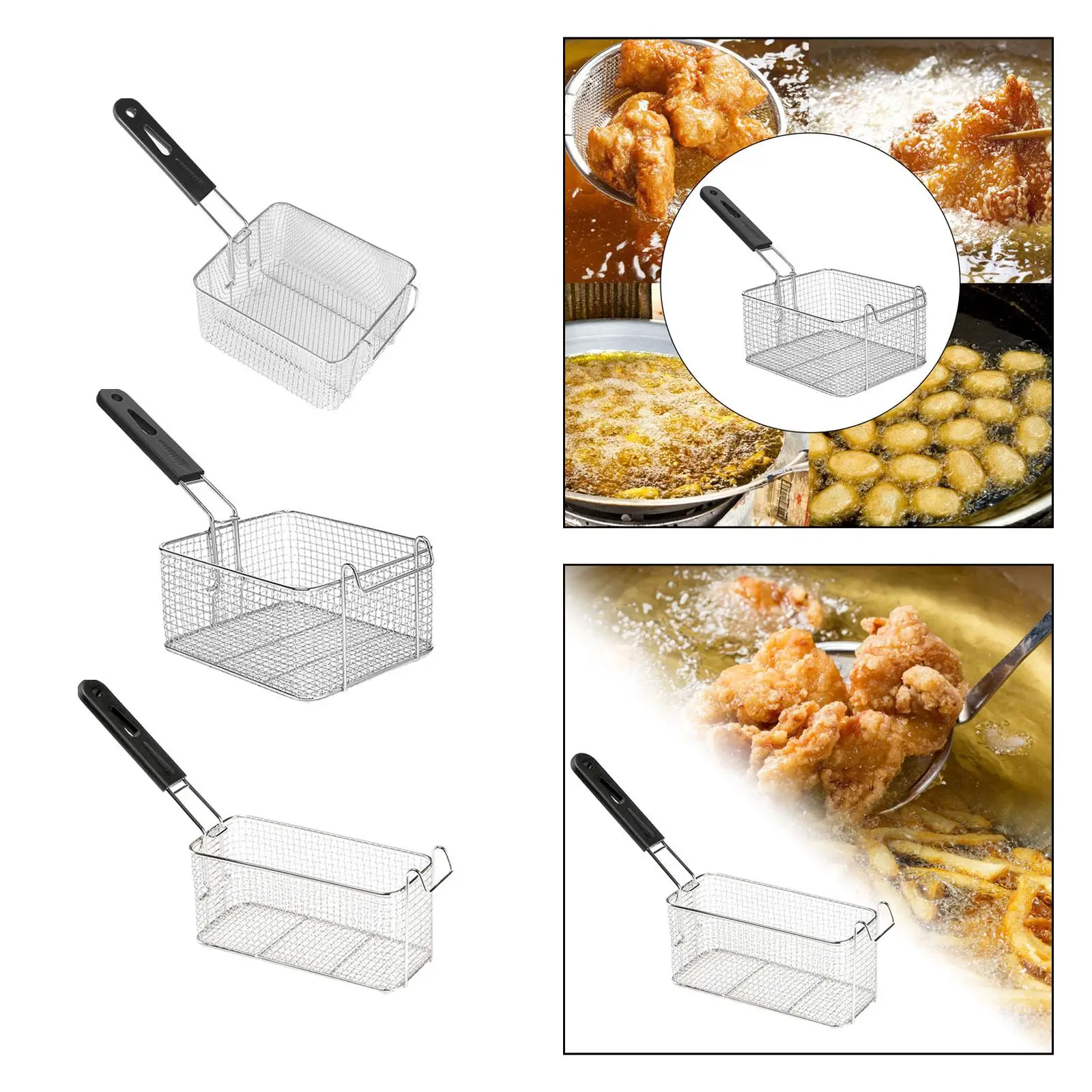 Stainless Steel French Fries Holder for Fryer, Portable French Fry Basket with