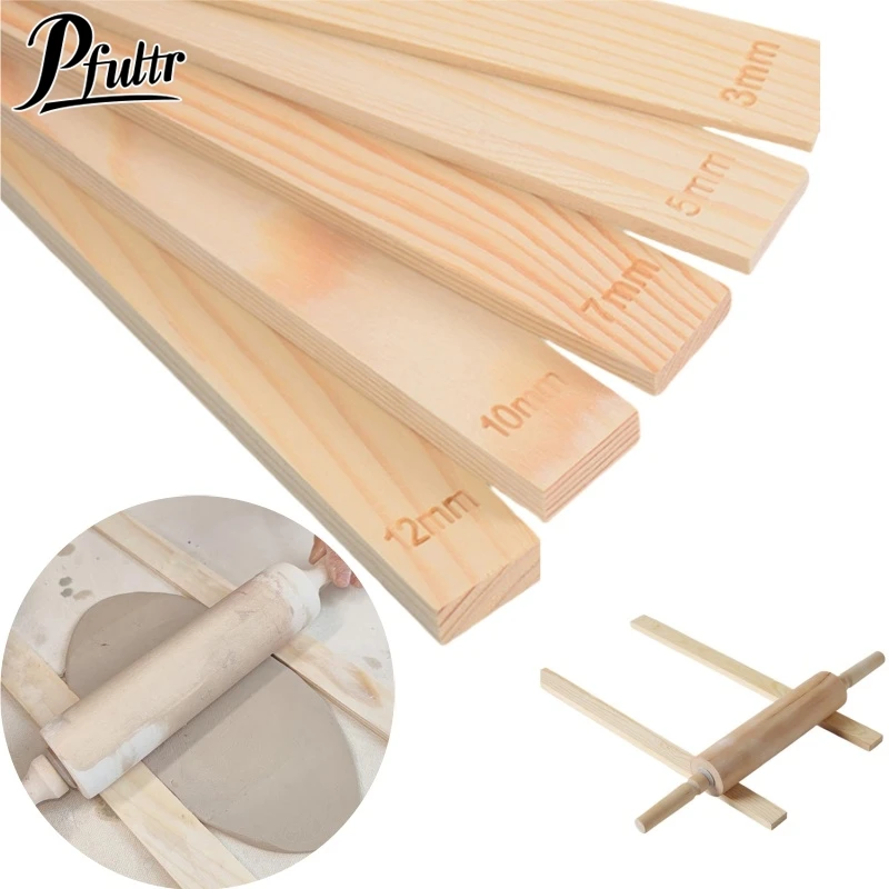 Ceramic Clay Tool Pine Wood Strip Ruler 10Pcs
