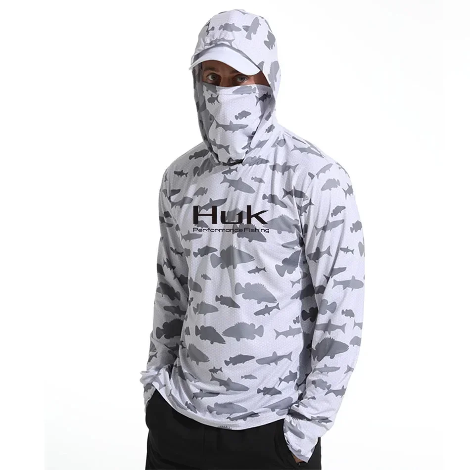 Huk Men&lsquo;s UPF 50+ Sun Protection Hoodie Shirts Long Sleeve Lightweight SPF Outdoor UV Hiking Fishing mens hiking shirts