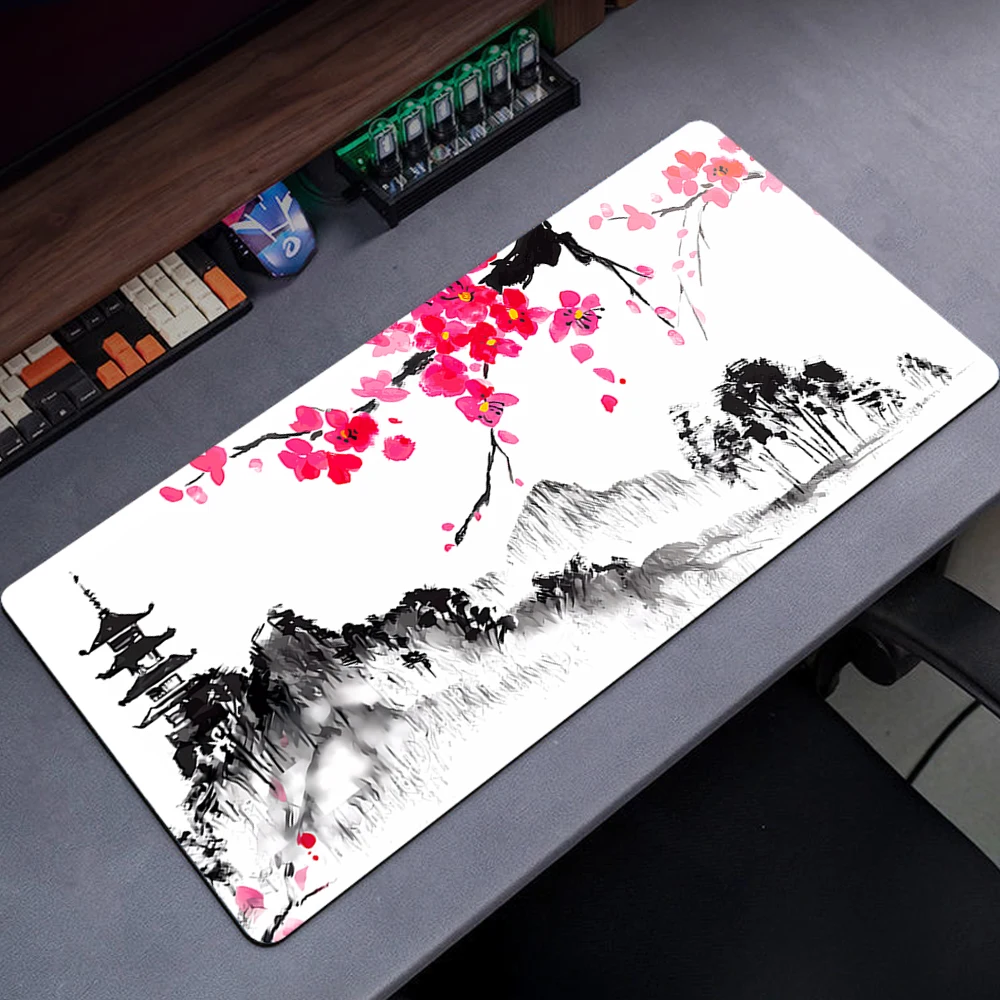 Japonês Cherry Blossom Gaming Mouse Pad Gamer Computador Mousepad Teclado Pad Acessórios - Imagem 6