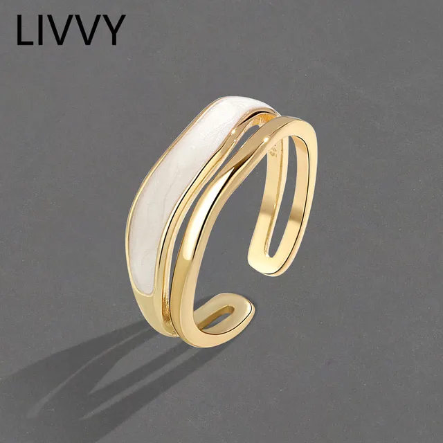 LIVVY New Creative Irregular White Drop Glaze Double Layer Ring: A Fashionable Valentine s Day Gift