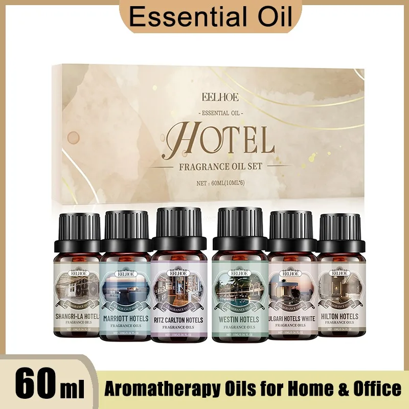Juego de regalo de aceites esenciales de 60ml, aroma fresco y duradero para el hogar y la oficina, juego de aceites aromáticos para humidificador, difusor, vela, jabón