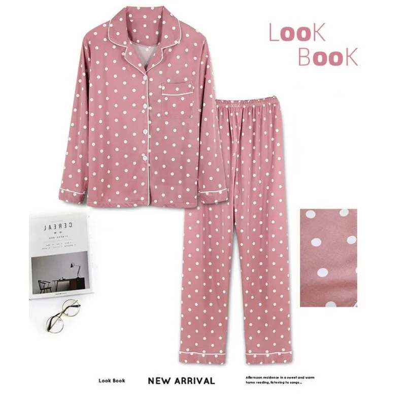 2024 New Pajama Ladies Spring Autumn Winter Ladies Long-sleeved Cardigan Cartoon Two-piece Suit Leisure Home Clothes