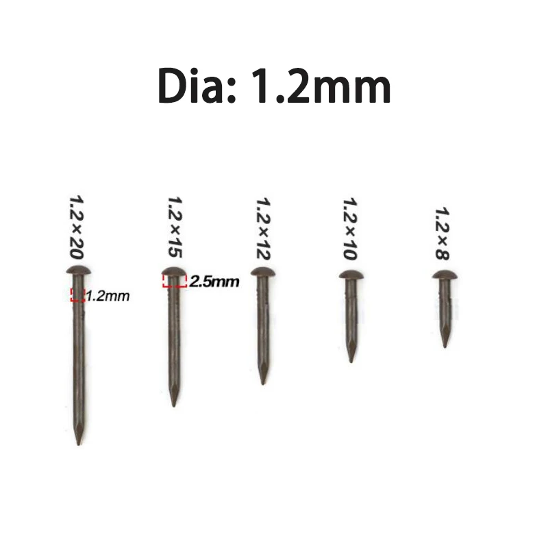 10/20/50/100pcs Antique Brass Bronze Pure Copper Small Mini Round Head Nail Dia = 1.2-2.8mm Length = 8&ndash;50mm for Furniture Hinge Drum Metal Brads