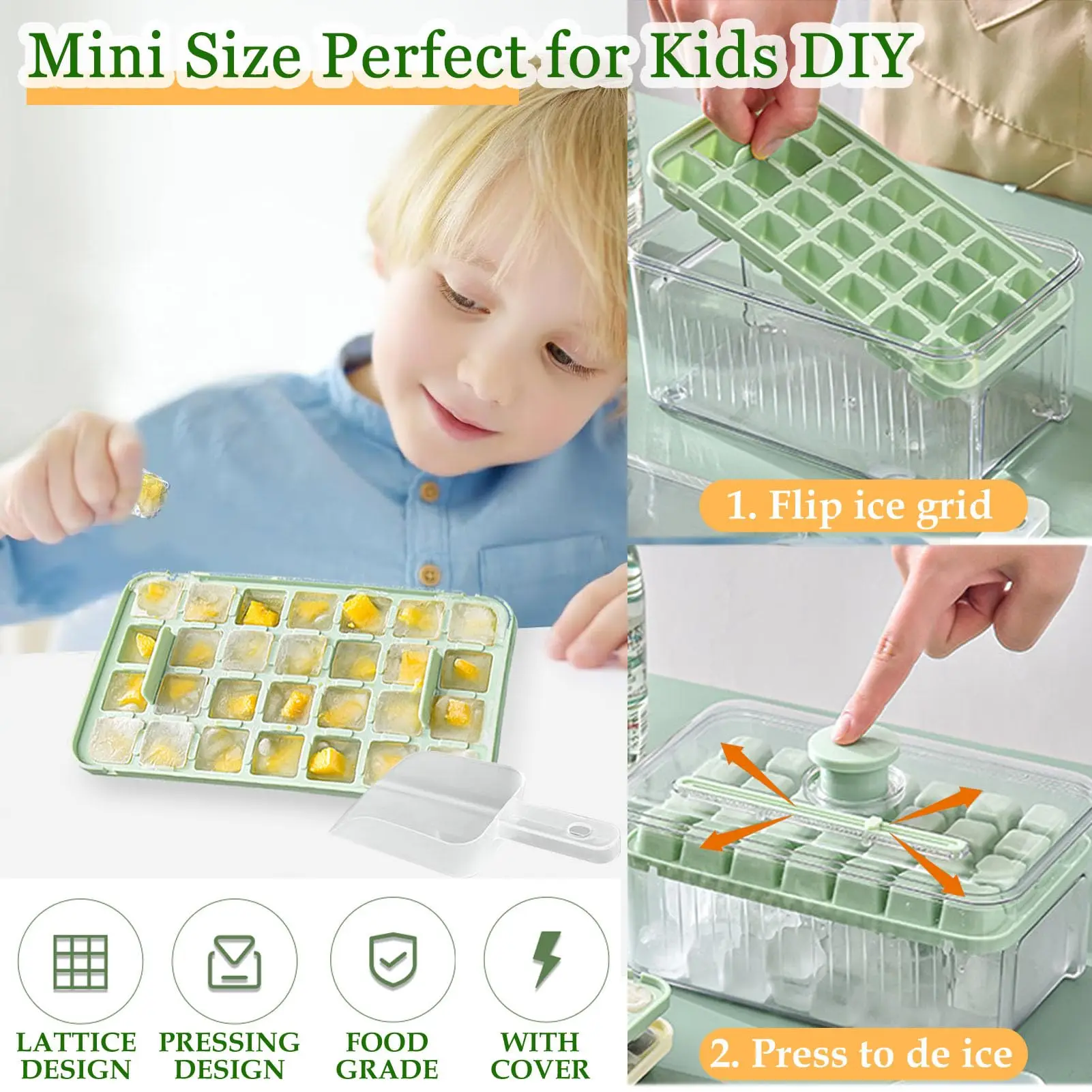 Description Picture 2 of itemSilicone Mold Ice Cube Tray with Lid Silicone Ice Buckets Ice Mold DIY Moulds Ice-cream Maker Kitchen Tool Ssummer Accessories