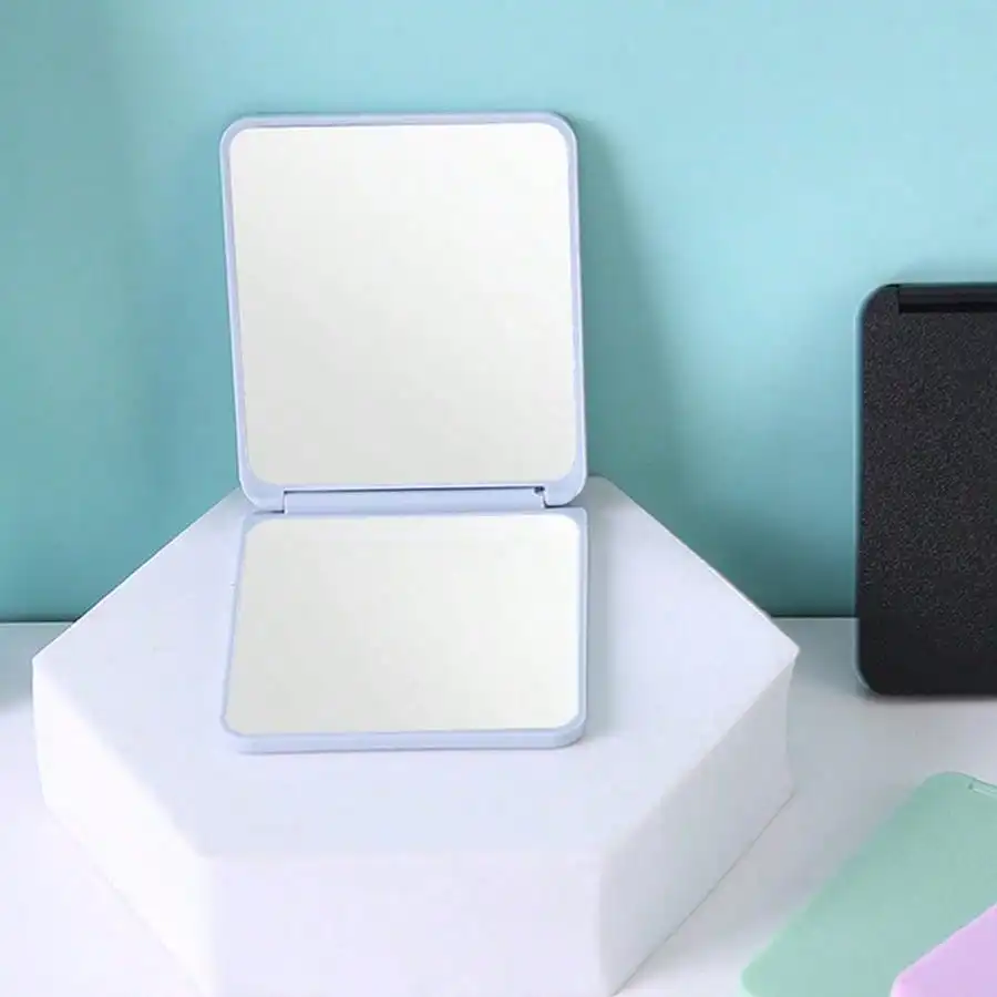 Portable Double-Sided Square Makeup Mirror Travel Portable Small Mirror Can Stand Student Dormitory Desktop Makeup Mirror