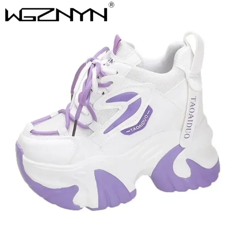 Fashion Sneakers For Women 11CM Platform Chunky Casual Shoes Autumn Woman Tenis Female Walking Trainers Thick Sole