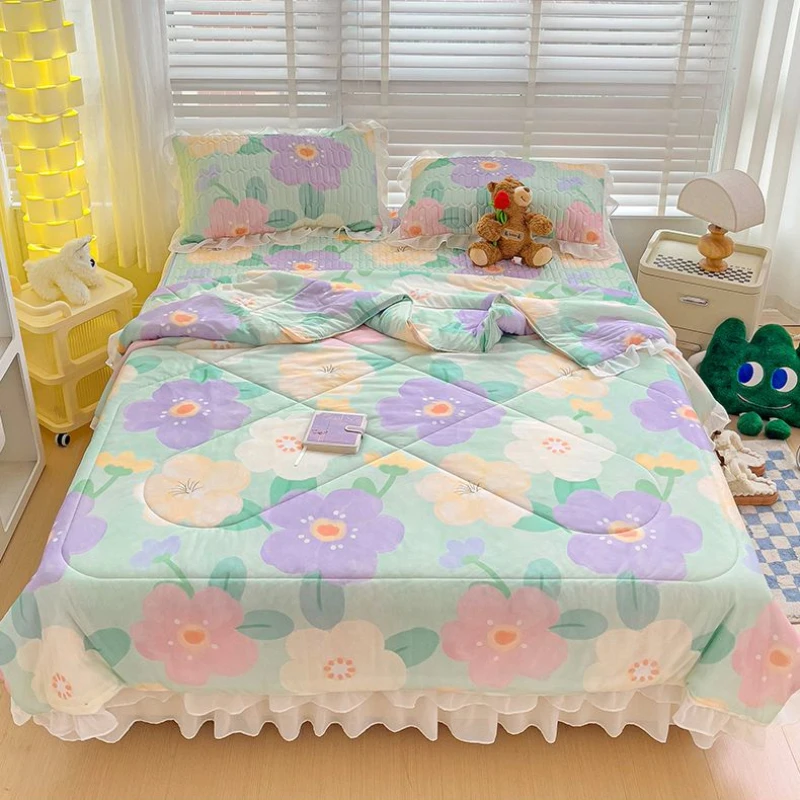 

Летнее охлаждающее одеяло, комфортное для кожи, кондиционер, тонкое одеяло, латексные простыни с наволочками, Королевский стандарт